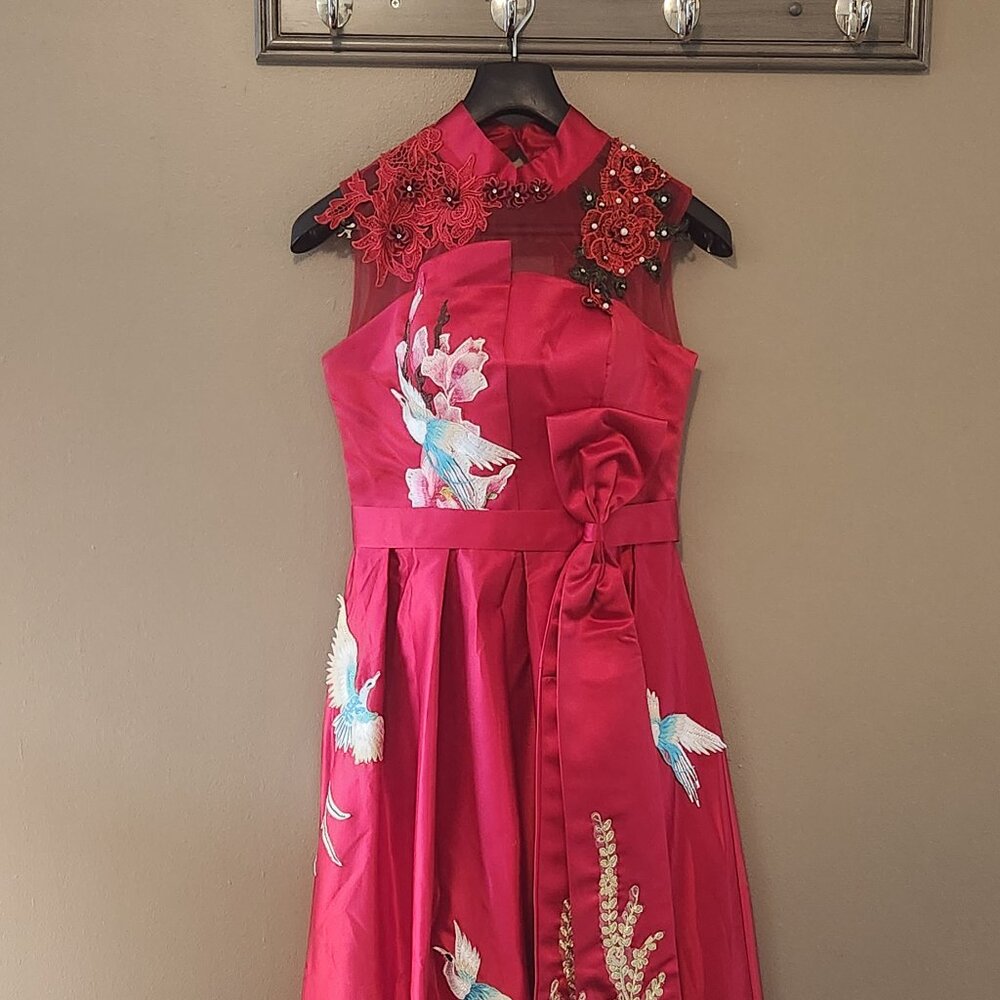 Formal red Chinese-style gown